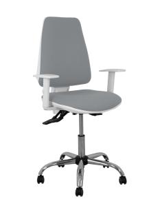 Piqueras y Crespo Silla Elche blanca asincro bali gris brazos regulables ruedas de parqué