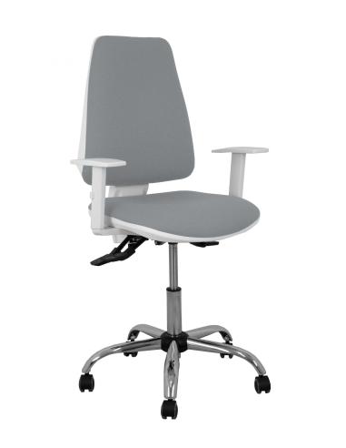 Piqueras y Crespo Silla Elche blanca asincro bali gris brazos regulables ruedas de parqué