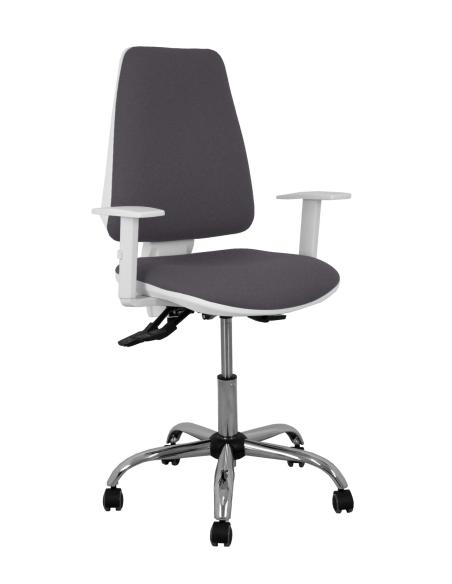 Piqueras y Crespo Silla Elche blanca asincro bali gris oscuro brazos regulables ruedas de parqué