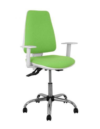 Piqueras y Crespo Silla Elche blanca asincro bali pistacho brazos regulables ruedas de parqué