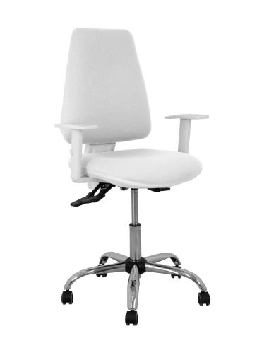 Piqueras y Crespo Silla Elche blanca asincro bali blanco brazos regulables ruedas de parqué