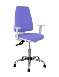 Piqueras y Crespo Silla Elche blanca asincro bali azul claro brazos regulables ruedas de parqué