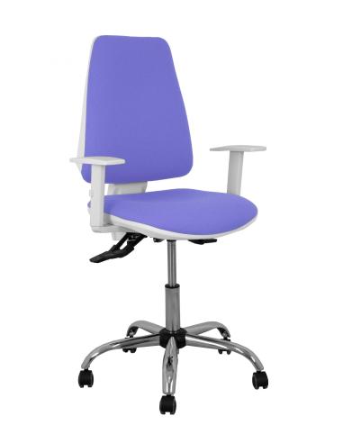 Piqueras y Crespo Silla Elche blanca asincro bali azul claro brazos regulables ruedas de parqué