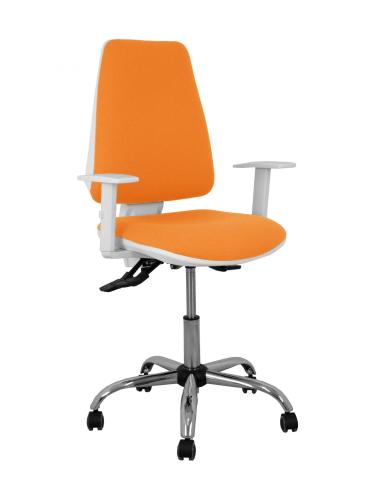 Piqueras y Crespo Silla Elche blanca asincro bali naranja brazos regulables ruedas de parqué
