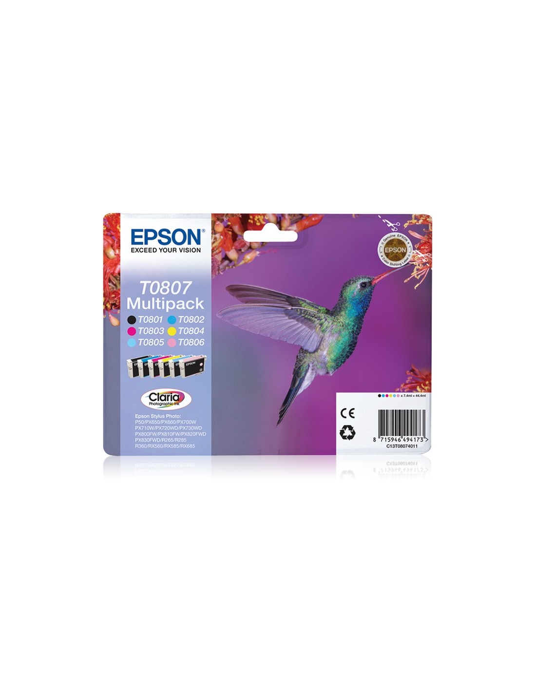 CARTUCHO EPSON T0807 MULTIPACK 6 COLORES C13T08074021