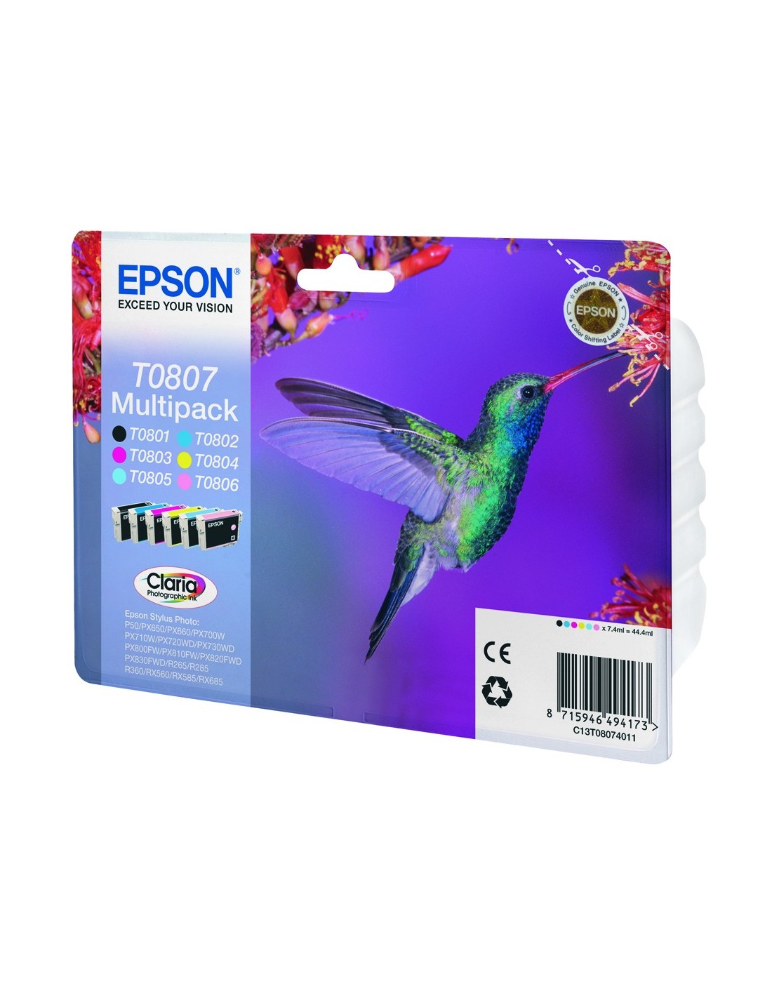 CARTUCHO EPSON T0807 MULTIPACK 6 COLORES C13T08074021