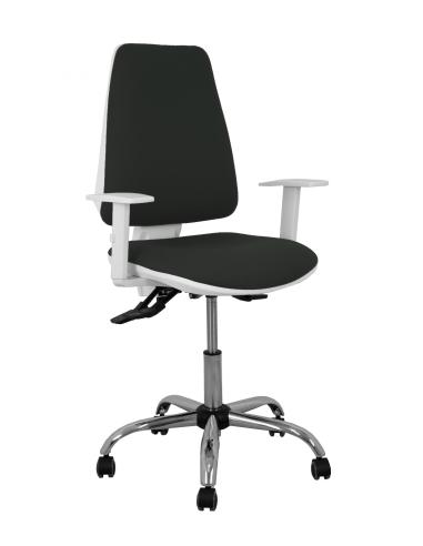 Piqueras y Crespo Silla Elche blanca asincro bali negro brazos regulables ruedas de parqué