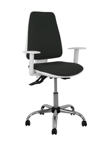 Piqueras y Crespo Silla Elche blanca asincro bali negro brazos regulables ruedas de parqué