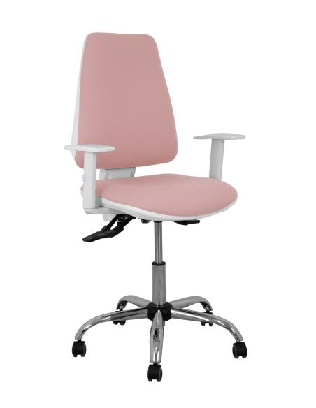 Piqueras y Crespo Silla Elche blanca asincro bali rosa brazos regulables ruedas de parqué