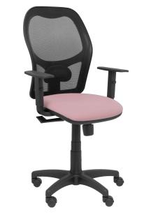 Piqueras y Crespo Silla Alocén malla negra asiento bali rosa brazos regulable