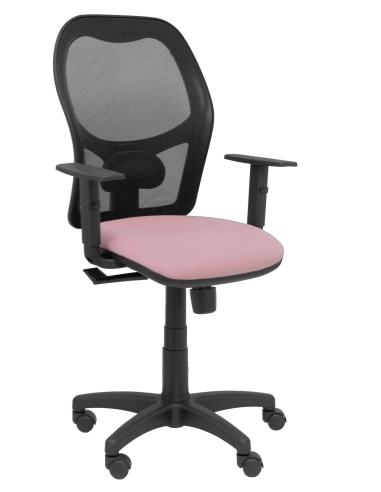 Piqueras y Crespo Silla Alocén malla negra asiento bali rosa brazos regulable