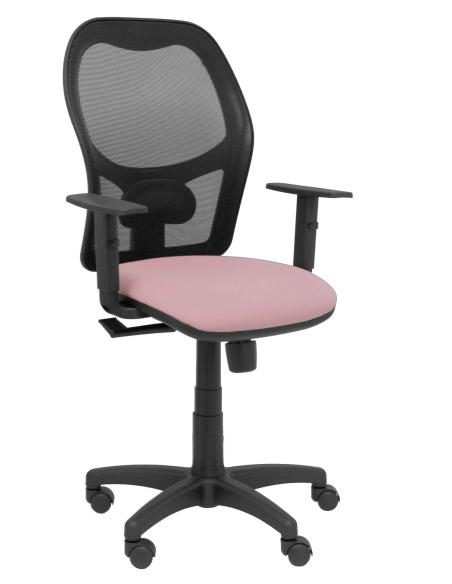 Piqueras y Crespo Silla Alocén malla negra asiento bali rosa brazos regulable