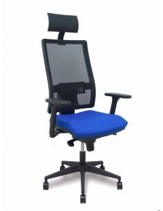 Piqueras y Crespo Silla Horna sincro resp. malla negro asto. bali azul brazos 3D ruedas 65mm cabecero fijo