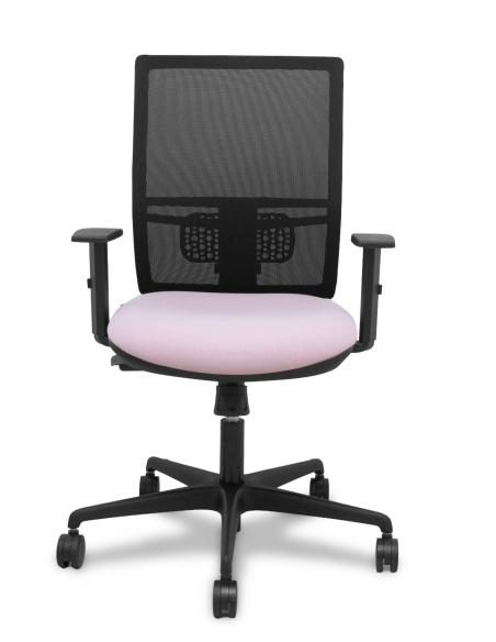 Piqueras y Crespo Silla Yunquera sincro malla negra bali rosa brazo regulable.