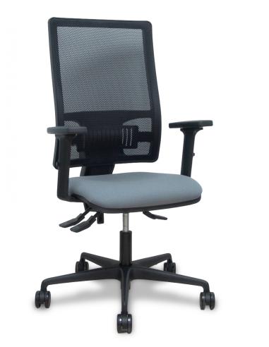 Piqueras y Crespo Silla Bormate asincro malla negra asiento bali gris brazos 2D ruedas 65mm