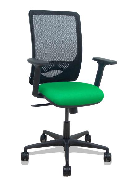 Piqueras y Crespo Silla Zulema sincro malla negra asiento bali verde brazos 2D ruedas 65mm