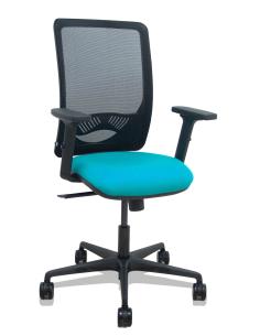 Piqueras y Crespo Silla Zulema sincro malla negra asiento bali turquesa brazos 2D ruedas 65mm