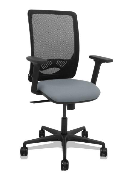 Piqueras y Crespo Silla Zulema sincro malla negra asiento bali gris brazos 2D ruedas 65mm