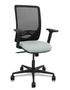 Piqueras y Crespo Silla Zulema sincro malla negra asiento bali gris claro brazos 2D ruedas 65mm