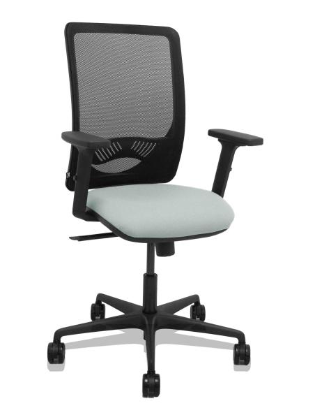 Piqueras y Crespo Silla Zulema sincro malla negra asiento bali gris claro brazos 2D ruedas 65mm