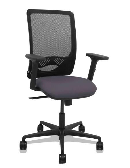 Piqueras y Crespo Silla Zulema sincro malla negra asiento bali gris oscuro brazos 2D ruedas 65mm