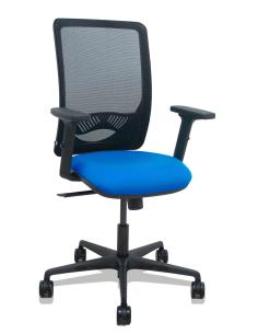 Piqueras y Crespo Silla Zulema sincro malla negra asiento bali azul brazos 2D ruedas 65mm