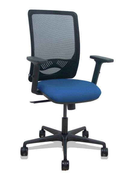 Piqueras y Crespo Silla Zulema sincro malla negra asiento bali azul marino brazos 2D ruedas 65mm