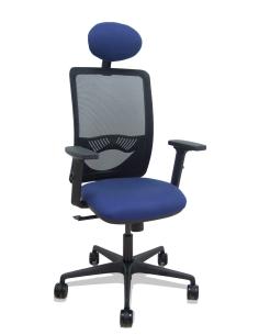 Piqueras y Crespo Silla Zulema sincro malla negra asiento bali azul marino brazos 2D ruedas 65mm cabecero