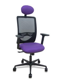 Piqueras y Crespo Silla Zulema sincro malla negra asiento bali lila brazos 2D ruedas 65mm cabecero