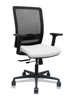 Piqueras y Crespo Silla Haches traslack malla negra asiento bali blanco brazos 2D ruedas 65mm