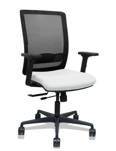 Piqueras y Crespo Silla Haches traslack malla negra asiento bali blanco brazos 2D ruedas 65mm