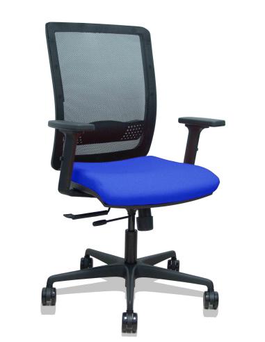 Piqueras y Crespo Silla Haches traslack malla negra asiento bali azul brazos 2D ruedas 65mm