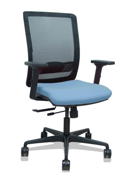 Piqueras y Crespo Silla Haches traslack malla negra asiento bali azul cielo brazos 2D ruedas 65mm