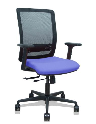 Piqueras y Crespo Silla Haches traslack malla negra asiento bali azul claro brazos 2D ruedas 65mm