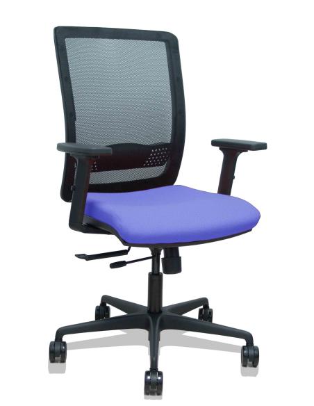 Piqueras y Crespo Silla Haches traslack malla negra asiento bali azul claro brazos 2D ruedas 65mm