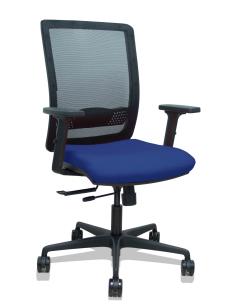 Piqueras y Crespo Silla Haches traslack malla negra asiento bali azul marino brazos 2D ruedas 65mm