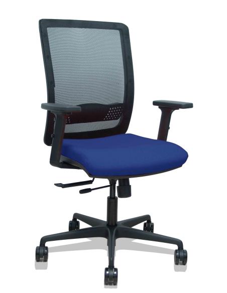 Piqueras y Crespo Silla Haches traslack malla negra asiento bali azul marino brazos 2D ruedas 65mm
