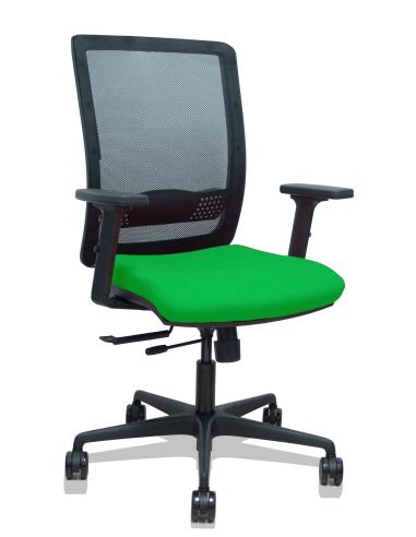 Piqueras y Crespo Silla Haches traslack malla negra asiento bali verde brazos 2D ruedas 65mm