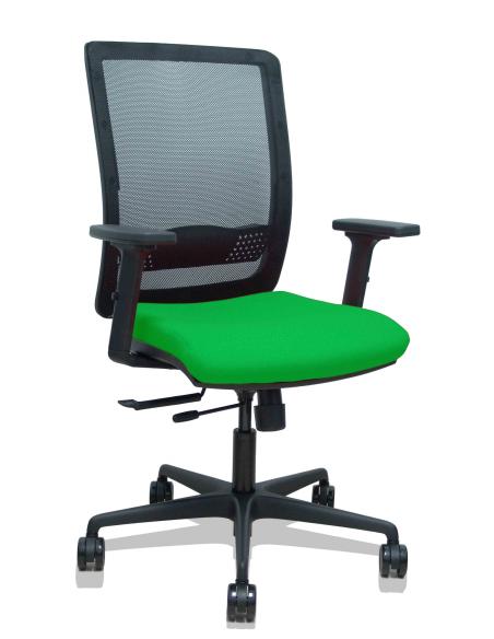 Piqueras y Crespo Silla Haches traslack malla negra asiento bali verde brazos 2D ruedas 65mm