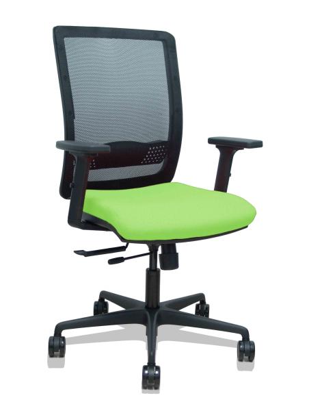 Piqueras y Crespo Silla Haches traslack malla negra asiento bali pistacho brazos 2D ruedas 65mm