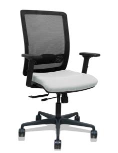 Piqueras y Crespo Silla Haches traslack malla negra asiento bali gris claro brazos 2D ruedas 65mm