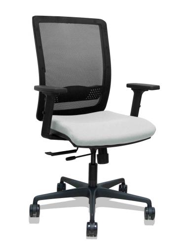 Piqueras y Crespo Silla Haches traslack malla negra asiento bali gris claro brazos 2D ruedas 65mm