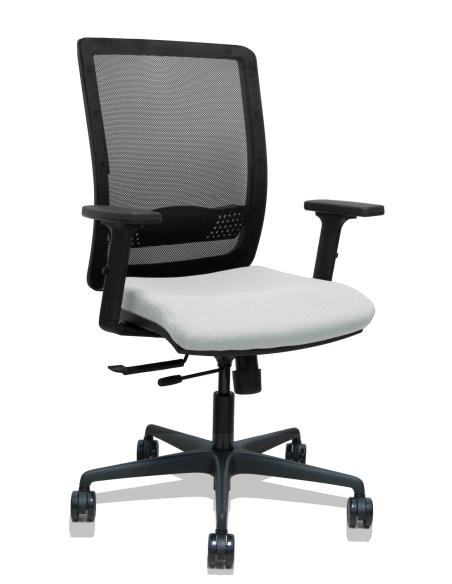 Piqueras y Crespo Silla Haches traslack malla negra asiento bali gris claro brazos 2D ruedas 65mm