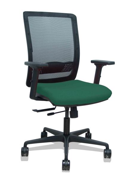 Piqueras y Crespo Silla Haches traslack malla negra asiento bali verde botella brazos 2D ruedas 65mm