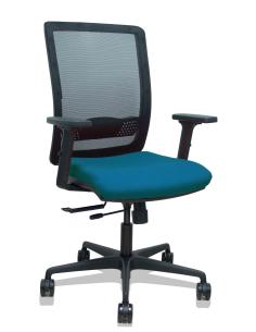 Piqueras y Crespo Silla Haches traslack malla negra asiento bali verde petróleo brazos 2D ruedas 65mm