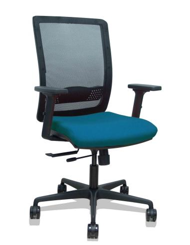 Piqueras y Crespo Silla Haches traslack malla negra asiento bali verde petróleo brazos 2D ruedas 65mm
