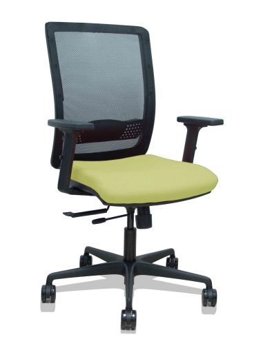 Piqueras y Crespo Silla Haches traslack malla negra asiento bali verde oliva brazos 2D ruedas 65mm