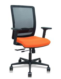 Piqueras y Crespo Silla Haches traslack malla negra asiento bali naranja brazos 2D ruedas 65mm