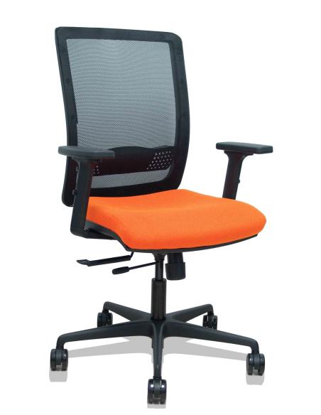 Piqueras y Crespo Silla Haches traslack malla negra asiento bali naranja brazos 2D ruedas 65mm