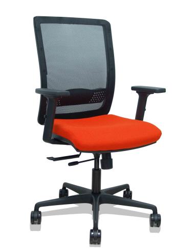 Piqueras y Crespo Silla Haches traslack malla negra asiento bali naranja oscuro brazos 2D ruedas 65mm